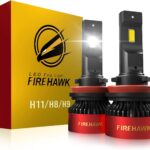 Firehawk H11/H8/H9/H16 Bulbs 70000LM Pure White 6000K Plug & Play IP68 Waterproof Fog Light, Pack of 2