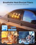 Car Window Shades(2 Pack)-Side Window Sun Shades, UV Protection Breathable Spandex Baby Window Covers, Universal Fit Most of Cars, Protect Privacy for Family (27.2"x39.8") Black - Image 2
