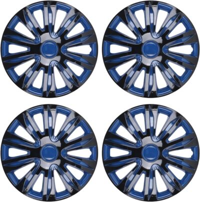 WOLFSTORM 4-Pack 16 Inches Wheel Rim Cover Hubcaps,Redesign Fashion Style Replacement Hubcaps,Car Truck SUV Hub Accessories, Blue&Black - Image 2