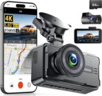 JOMISE 4K Dash Cam Front and Rear with 5Ghz WiFi GPS, Dual Dashcam with 64GB Card, 3" Screen, Night Vision, 24H Parking Mode – Reliable Dash Camera for Family Cars, Rideshare Drivers, and Trucks