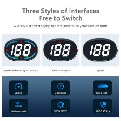 GPS Speedometer,Speedometer for Car,Heads Up Display for Cars H2,Universal HUD Speedometer with USB Connection,Plug and Play,Displays MPH,Compass,Over Speed Alert,for All Vehicles - Image 4