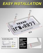 Stainless Steel License Plate Frames, Mirror Polished Heavy Duty Metal Chrome Car Tag Cover, 2 Pack 2 Hole Silver Holder, Slim Design with Screws & Caps for Men & Women - Image 6