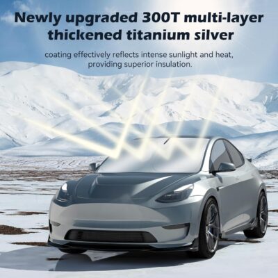 Car Windshield Sun Shade, 300T Thickened Car Window Shades Heat Reflective Interior Cool, Universal Fit for Most Cars SUVs Trucks, Foldable & Portable Design (L (57" × 31")) - Image 5