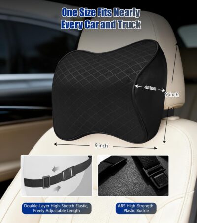 2Pcs Premium Car Neck Pillow – Car Headrest Pillow for Neck PainRelief with Premium Memory Foam,600D Oxford Fabric & 100D High Elastic Memory Foam – UltimateComfort Neck Pillow for Car, Driving - Image 6