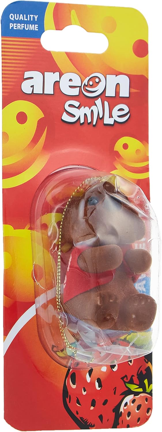 71RmvXMgSL._AC_SL1500_.jpg Areon Smile - Animals Hanging Car Air Freshener - Strawberry Scent - Image 1