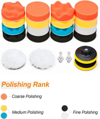 Petutu Car Foam Drill Polishing Pad Kit 22 PCS, 3 Inch Buffing Pads - Image 8