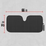Motor Trend Black Accordion Folding Car Windshield Sun Shade - Blackout Sun Visor for Car Windshield - Foldable Jumbo Sunshade and Front Window Truck Sun Screen for UV Sun Protection - 66 x 27 - Image 8