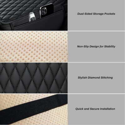 Ouzorp Car Center Console Cover, Upgraded Microfiber Leather Car Arm Rest Cover with 2 Storage Bags, Universal Armrest Cover for Car Storage Box Car Interior Accessories Protector for Most Vehicle - Image 7