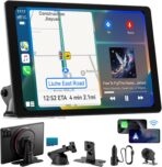 11" Extra Large Wireless Apple CarPlay Screen for Car – Ultra-Slim 0.16 Inch Touchscreen Car Stereo with Android Auto, 4K Dash Cam, 1080p Backup Camera, GPS, Mirror Link, Voice Control