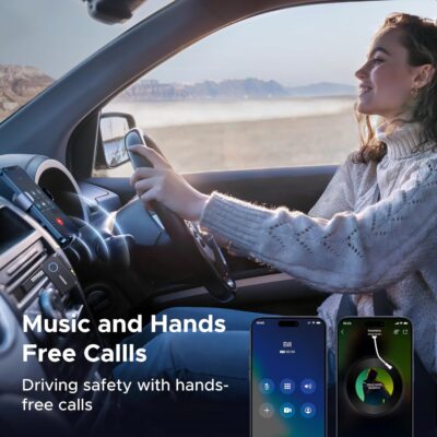 UGREEN Bluetooth 6.0 Receiver for Car with LDAC, AI Noise Cancelling 3.5mm AUX Bluetooth Car Adapter, Hi-Res Wireless Audio Receiver for Home Stereo/Wired Speaker with Hands-Free Call,15H Battery Life - Image 6