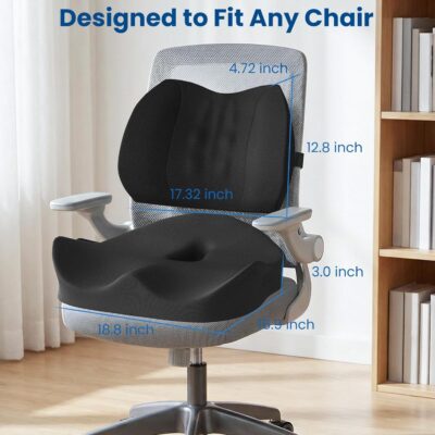 Seat Cushion Lumbar Support Pillow for Office Chair, X Large Memory Foam Chair Cushions for Sciatica Tailbone Pain Relief Coccyx Pad for Wheelchair, Car, Home, Office, Desk - Image 7