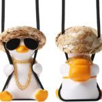 Cool Swinging Duck Car Hanging Ornament Cute Car Decor Rear View Mirror Accessories Interior for Women Men Teens Truck Rearview Christmas Tree Decorations Things Funny Easter Gifts for Kids Adults