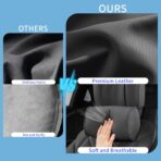 Car Headrest Pillow for Driving - Luxury Leather 100% Memory Foam, Ergonomic Neck Support - Universal Fit Head Rest Travel Pillow for Most Cars, Home & Office, Black, 2 Pack - Image 3