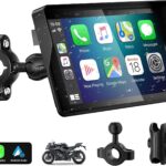 2026 YZW GPS Carplay 5 inch for Motorcycle with Wireless CarPlay & Android Auto, IP69K Waterproof Touch Screen, GPS Nevigation, Supports Bluetooth, Siri, Google Assistant, Vioce Control, Bracket