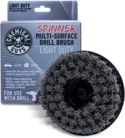 Chemical Guys ACC506 Light Duty Spinner Multi-Surface Drill Brush Attachment (Fits Any Standard Drill - Power Scrubber Removes Stains & Gently Cleans Upholstery, Fabric and Carpet), Gray - Image 2