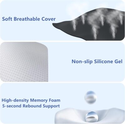 Car Seat Cushion with Neck Pillow & Lumbar Support Kit Back Sciatica Tailbone Pain Relief Car Pillows Ergonomic Memory Foam Back Support for Driving Seat Office Chair Wheelchair Black - Image 4