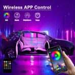 Interior Car Lights with Wireless APP & Remote Control, 9 in 1 RGB Car Ambient Lighting Kit with 4 Under Dash Lights & 5 Fiber Optic LED Strips, Sync to Music Inside Car Accessories - Image 4