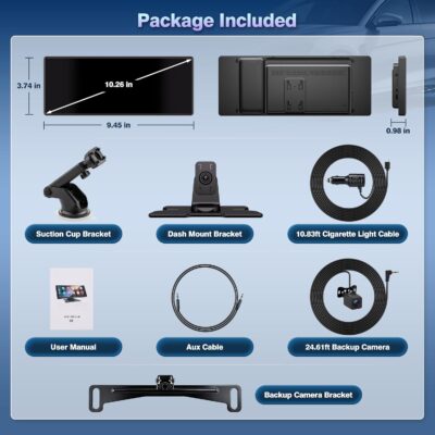 Carplay Screen for Car, 10.26'' Upgrade Wireless CarPlay & Android Auto Car Play Screen with 60PFS,1080P Backup Camera (with a Camera Bracket), GPS Navigation, Voice Control for All Vehicles - Image 8