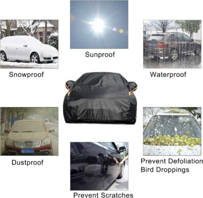 Full Car Covers for Sedan, Car Cover Waterproof All Weather Windproof Dustproof UV Protection Scratch Resistant Indoor Outdoor Univers - Image 2