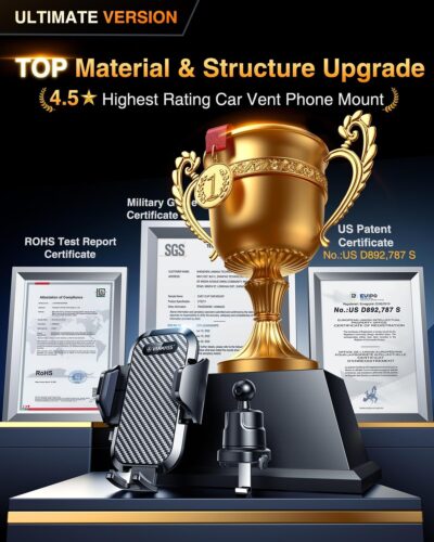 VANMASS 2026 Phone Holders for Your Car Ultimate Military-Grade Car Phone Holder Mount【Patent & Safety Certs】Upgraded Shockproof Truck Air Vent Phone Mount for iPhone 17 Pro Max 16 15 Samsung Android - Image 2