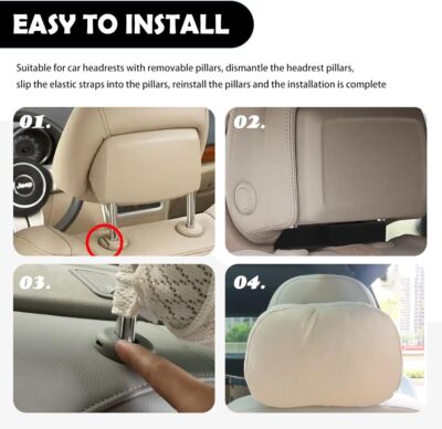 Junecarp Car Headrest Pillow,Breathable & Ergonomic Car Neck Pillow for Head & Neck Supporting,Headrest Pillows for Cars Interior Accessories for Comfortable Driving Experience (Beige) - Image 6