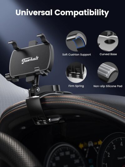 Car Phone Holder for Dashboard Cell Phone Mount for Car 360 Degree Rotation Clip Design Compatible with All Cell Smart Phones. - Image 5