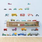 decalmile Cars Wall Stickers Transports Kids Room Wall Decor Peel and Stick Wall Decals for Boys Children's Room Nursery Bedroom Classroom - Image 2