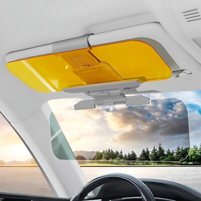 Day/Night Polarized Sun Visor Extender for Car/Trucks, Anti-Glare UV Protection Clip-On Shield, Shatterproof Optical Acrylic/Heat Reducer/Universal Adhesive-Free Sun Visor for Car Windshield - Image 3