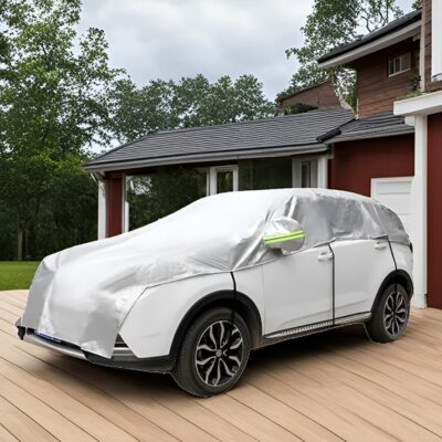 Half Car Cover All Weather Car Body Cover Sunshade Cover Snow Cover Waterproof Snowproof Universal 210D Oxford Fabric (Fit Hatchback Length 158'' to 173'') - Image 8