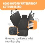 Active Pets Waterproof Hammock Standard Car Seat Cover, Fits Sedans Hatchbacks Crossovers Coupes Compact Vehicles, Secure Convertible Travel Bed Protects Backseat Cargo from Dogs, Black w/Black Trim - Image 4