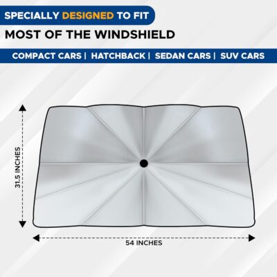 EcoNour Car Umbrella Windshield Sun Shade | Foldable UV Blocker Sun Shade | Polarized Car Sun Visor for SUV, Sedan, Truck | Umbrella Sun Shade Cover for Front Baby Window Shades - Image 4