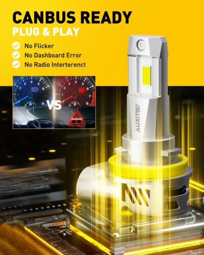 AUXITO 9005/HB3 H11/H9/H8 Fog Light, 62000LM 900% Brighter H8 H9 HB3 Bulbs Combo 5 Mins Install, Plug-N-Play, IP68 Waterproof, Pack of 4 - Image 7