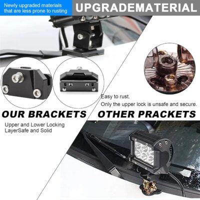 2PCS Universal Hood Light Mounting Brackets Ditch Light Brackets Adjustable Aluminum Alloy Pillar Hood Led Work Light pods Mount Bracket for Truck SUV Cars, No Drilling - Image 4