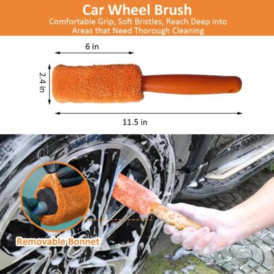 9Pcs Car Wash Detailing Kit Cleaning Kits,with Wash Mitt Wax Applicator Pad Tire Brush Sponge Microfiber Cleaning Cloths Glass Cleaning Cloth Car Cleaning Tools Kit for Interior, Exterior, Wheels - Image 2