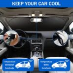 Car Windshield Sun Shade, Funny Eyes Sun Visor, Wear-Resistant Black Tape, Foldable 59‘’x27.5‘’/63''x31.5'' - Image 5