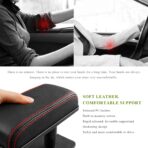 Car Armrest Pad, Adjustable Height Left Elbow Support Anti-Fatigue Car Door Arm Rest Cushion, Leather Central and Side Booster Pad Relieve Driver's Arm Fatigue, Car Accessories (Black & Red) - Image 5