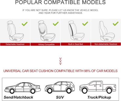Car Seat Cover for Luxury & Comfort - PU Leather, Anti-Slip, Full Wrap Protection with Storage Pocket for Bottom Cushion - Universal Fit for 95% of Vehicles (Gray,1 Piece) - Image 6