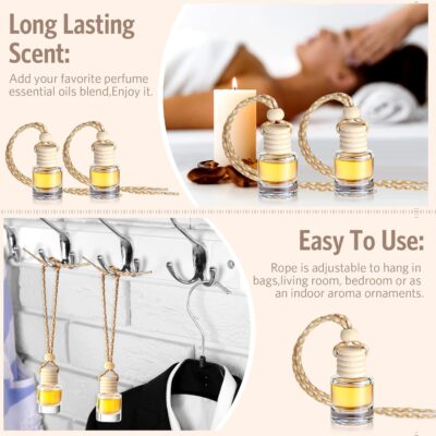 BBTO 100 Pcs Car Air Fresheners Diffuser with Wooden Cap Empty Aromatherapy Diffuser Clear Fragrance Holder Pendant Hanging Perfume Fresheners Bottles for Car Decor(Classic,Clear) - Image 7