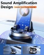 Dash Cell Phone Car Mount, Multifunctional Car Dashboard Mobile Phone Holder, 360 Rotatable Non Slip Mat Universal Car Phone Stand Hands Free, Compatible with iPhone, Samsung, Google, Android - Image 3