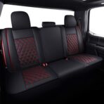 Aierxuan Full Set Car Seat Covers Custom Fit 2009-2026 Ford F150 Crew Cab, 2017-2026 F250 F350 F450 Super Duty Pick-up Truck, Automotive Vehicle Cushion Cover with Waterproof Leather (Black and Red) - Image 3