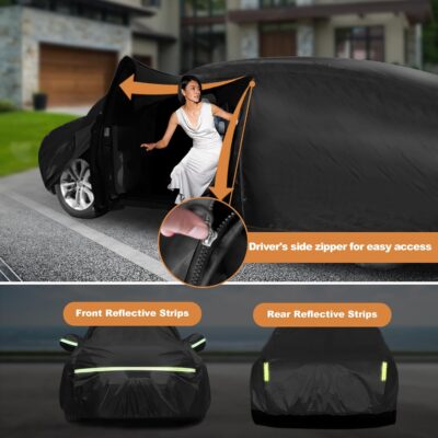 Car Covers for 1960-1980 Volkswagen Beetle Bug Sedan 2-Door, 210T All Weather Protection Custom-fit Beetle Bug Waterproof Car Cover, w/Zipper Door and Cotton Lining, Rainproof, Dustproof and UV Proof - Image 2