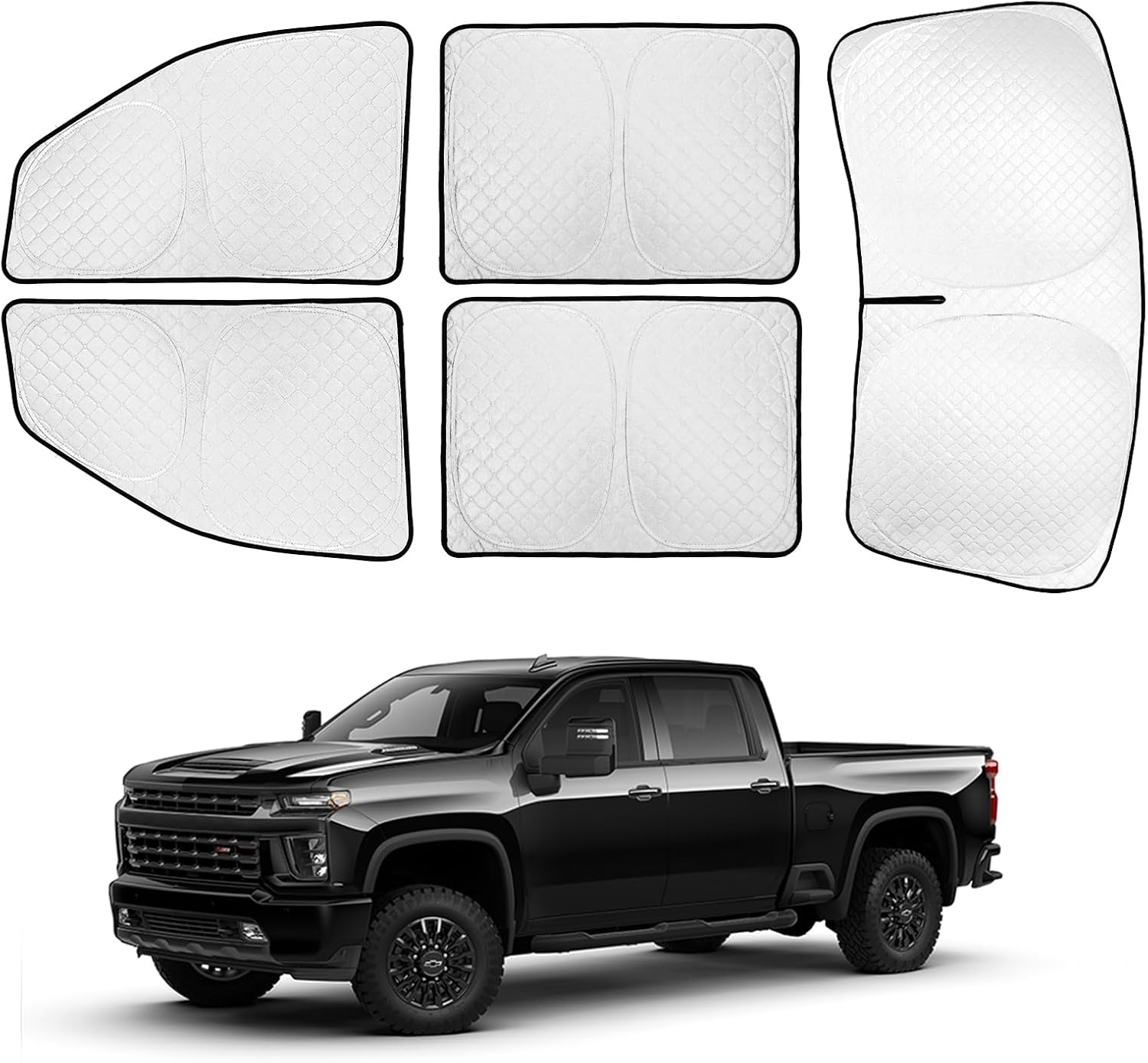71Se9K6EKoL._AC_SL1500_.jpg XCBYT 2019-2024 Silverado Window Shades Full Coverage Window Shades | 6-Layer Blackout Insulated Sun & UV Protection | Custom Fit Privacy Covers for Camping, Sleeping & Car Living (5 PCS) - Image 1
