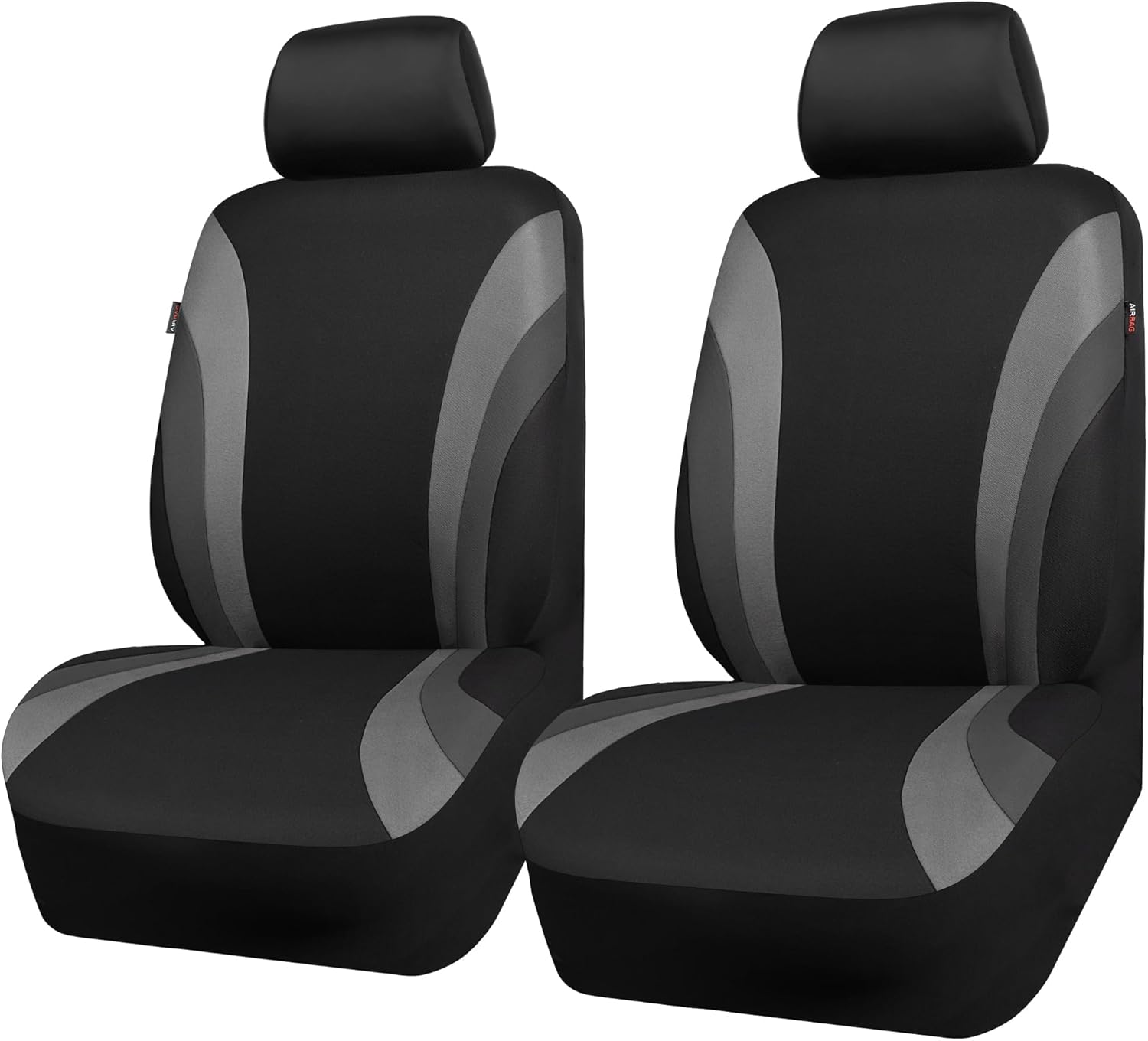 71ShwWhjuAL._AC_SL1500_.jpg CAR PASS Line Rider Sporty Front Seat Covers,Gray Car Seat Covers Two Front Seats Only, Airbag Compatible,Universal Fit Sedans,Cars,Vans,SUV,Truck(Black and Gray) - Image 1