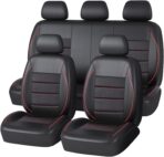 CAR PASS Universal FIT Piping Leather Car Seat Cover, for suvs,Van,Trucks,Airbag Compatible,Inside Zipper Design and Reserved Opening Holes (Full Set, Black and Red) - Image 8