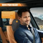 Car Headrest Pillow for Driving - Memory Foam Soft Automotive Neck Support Pillow Cushion with Adjustable Strap - Comfortable Car Seat Headrest Pillow for Neck Pain Pressure Relief (Black) - Image 4