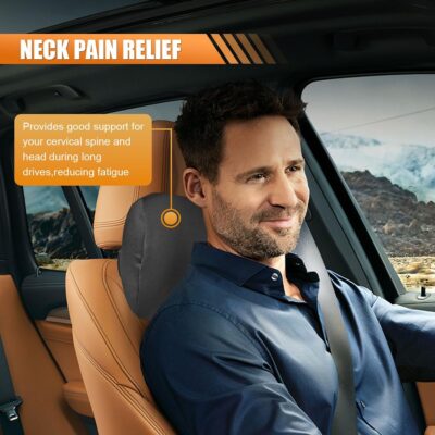 Car Headrest Pillow for Driving - Memory Foam Soft Automotive Neck Support Pillow Cushion with Adjustable Strap - Comfortable Car Seat Headrest Pillow for Neck Pain Pressure Relief (Black) - Image 4