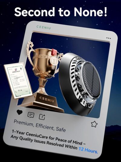 Ceeniu Solar Car Air Freshener F21, DIY Essential Oils, UFO Solar-Powered Auto Rotary Diffuser, Natural French Fragrance Cologne & Ocean, Two Oils, Aluminum Alloy, Dashboard Aromatherapy Freshener - Image 6