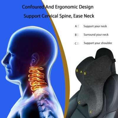 Car Neck Pillow for Driving Gaming Chair Headrest Pillow Office Chair Neck Pillow Ergonomic Design Double Straps Design Suitable for Different Heights - Image 4