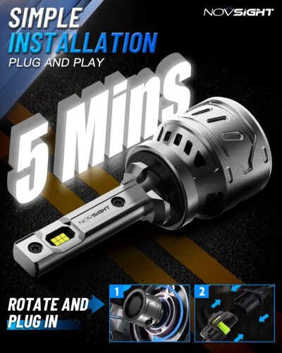 NOVSIGHT 880 LED Fog Light Bulbs - 6500K White 60W 13000LM Bright 899 885 893 LED Fog Lights, Plug and Play Fast Cooling Fog Light Bulbs Replacement, IP68 Waterproof, Pack of 2 - Image 3