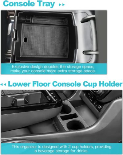 CDEFG 2Pcs Lower Center Console Tray Floor Console Organizer with Cup Holder Compatible with 2025 2026 Hyundai Tucson Limited Accessories Middle Console Storage Box - Image 4